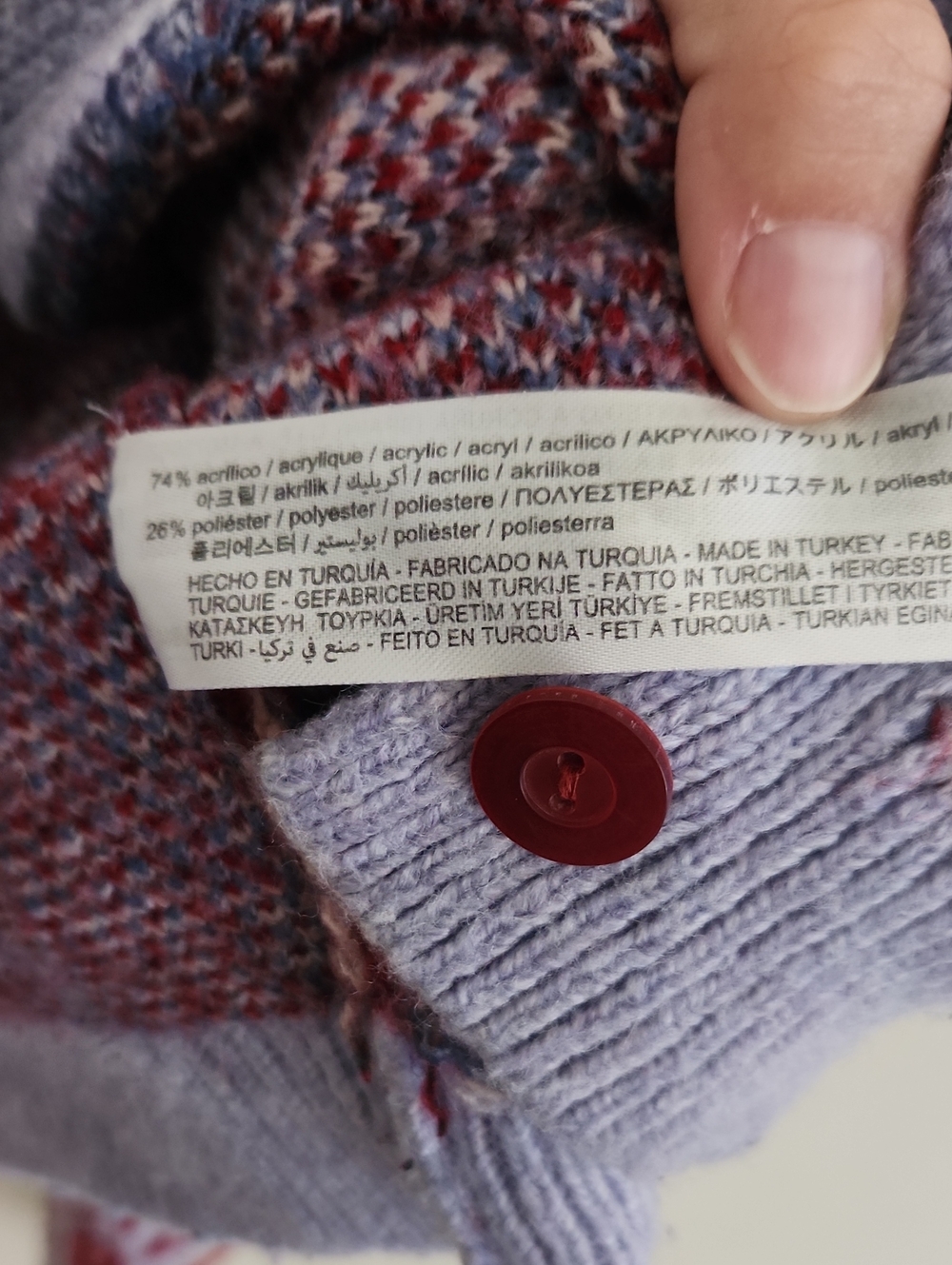 Zara Jacquard Plaid Flora Multi-Pattern Knit Button Cardigan Purple Small - Picture 5 of 6